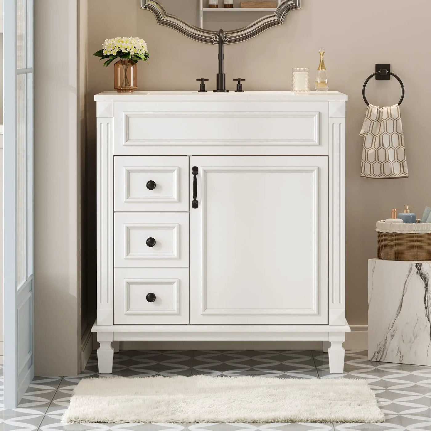 Bathroom Vanity With Sink, Cabinet With 2 Drawers And Adjustable Shelf by HouseOfZazla