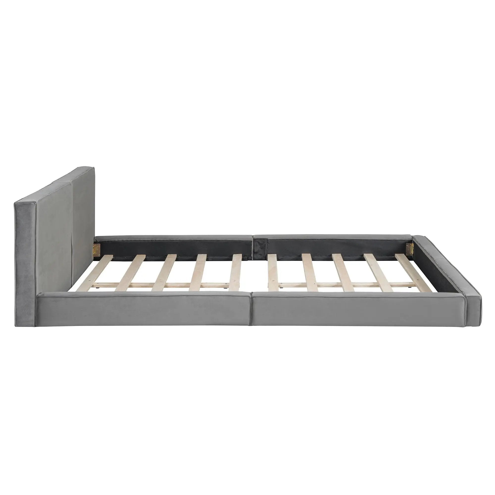 Upholstered Platform Bed, Grounded Bed With Solid Frame by HouseOfZazla