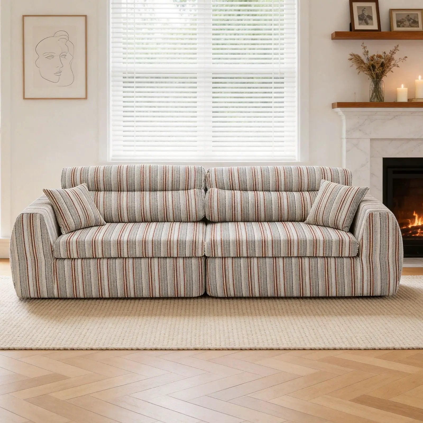 3 Seater, Couch With Throw Pillows For Living Room by Unique Piece Furniture