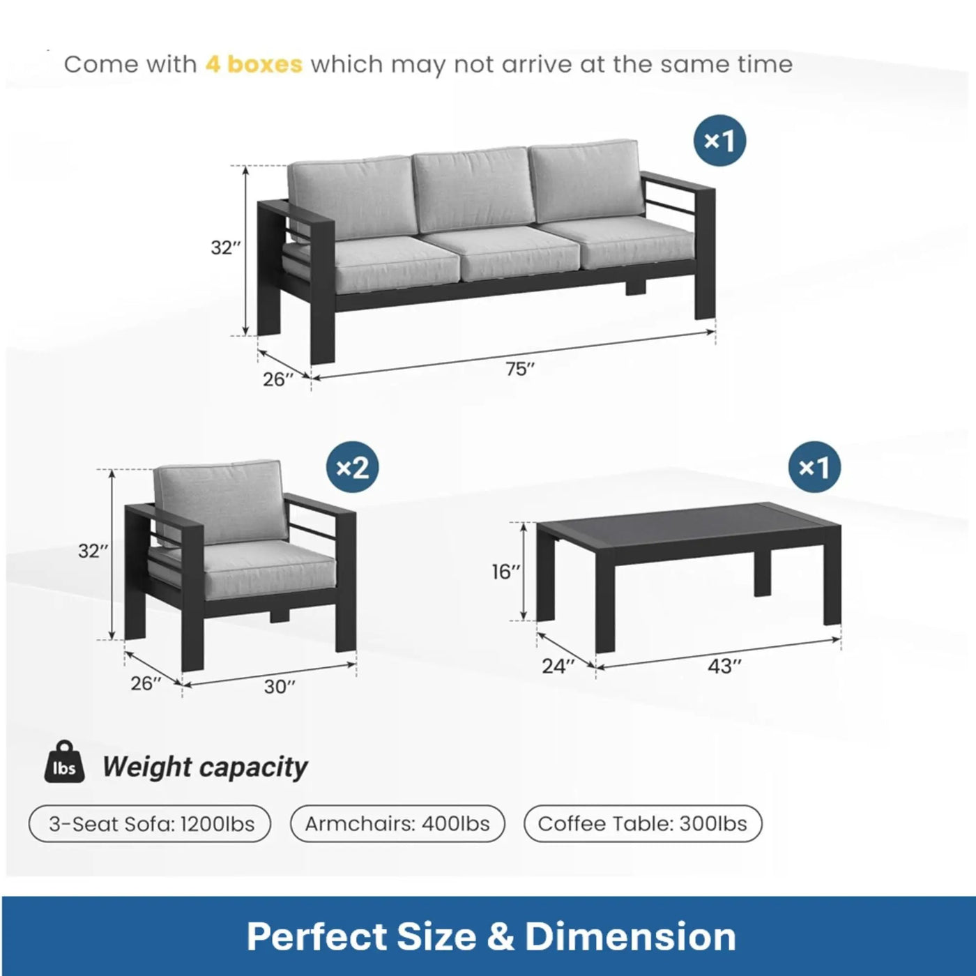 Outdoor Patio Set With All-Weather Thick Cushions by HouseOfZazla