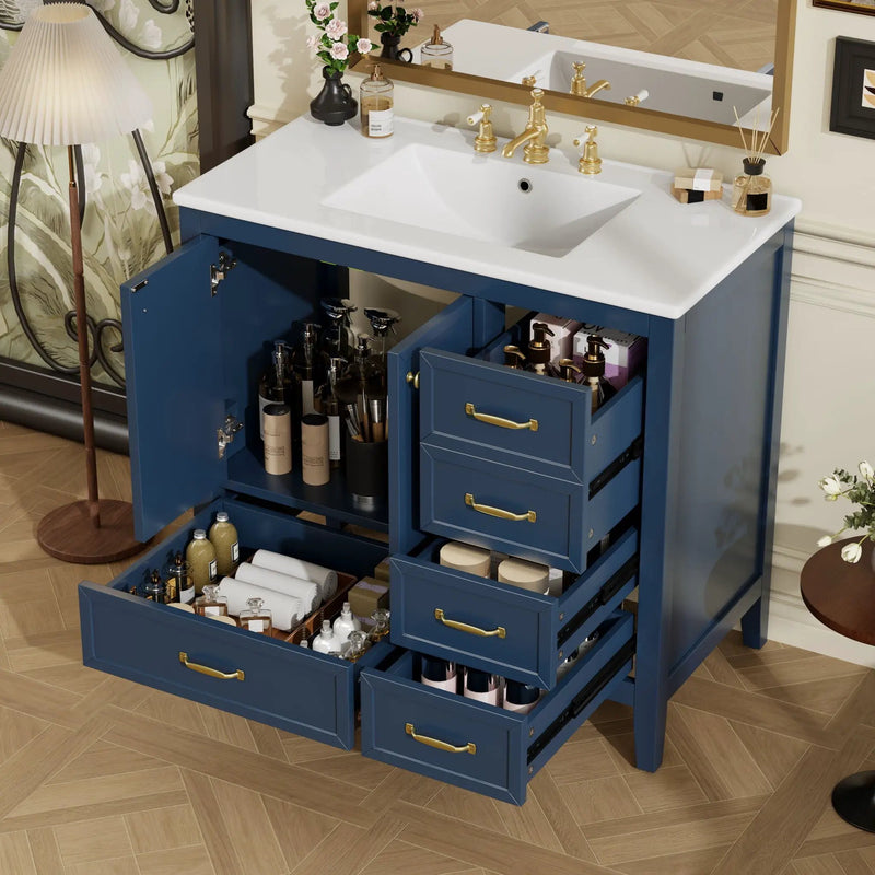Elegant Vintage Bathroom Vanity With Sink and Soft Closing Drawers by HouseOfZazla