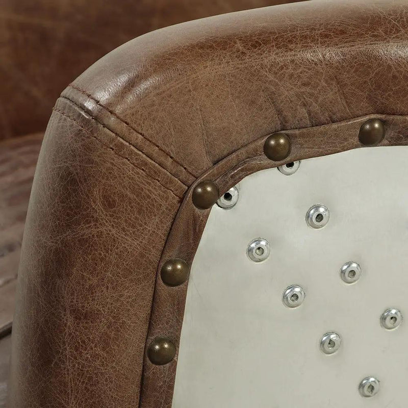 Brancaster - Loveseat - Retro Brown Top Grain Leather & Aluminum by Unique Piece Furniture