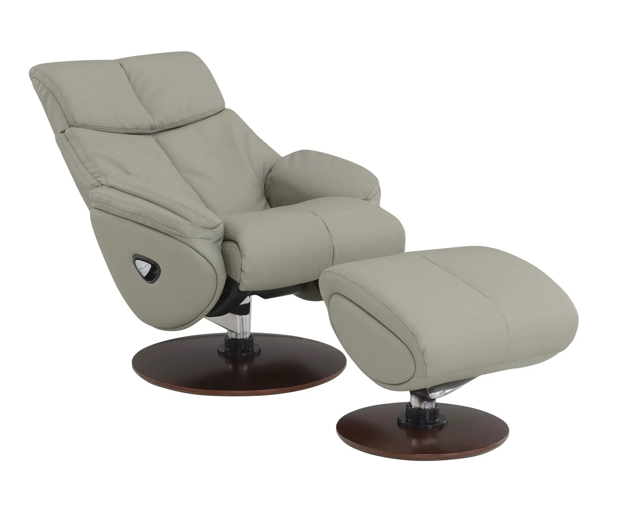 Kandoro - Top Grain Leather Accent Chair With Swivel & Ottoman - Gray by Unique Piece Furniture