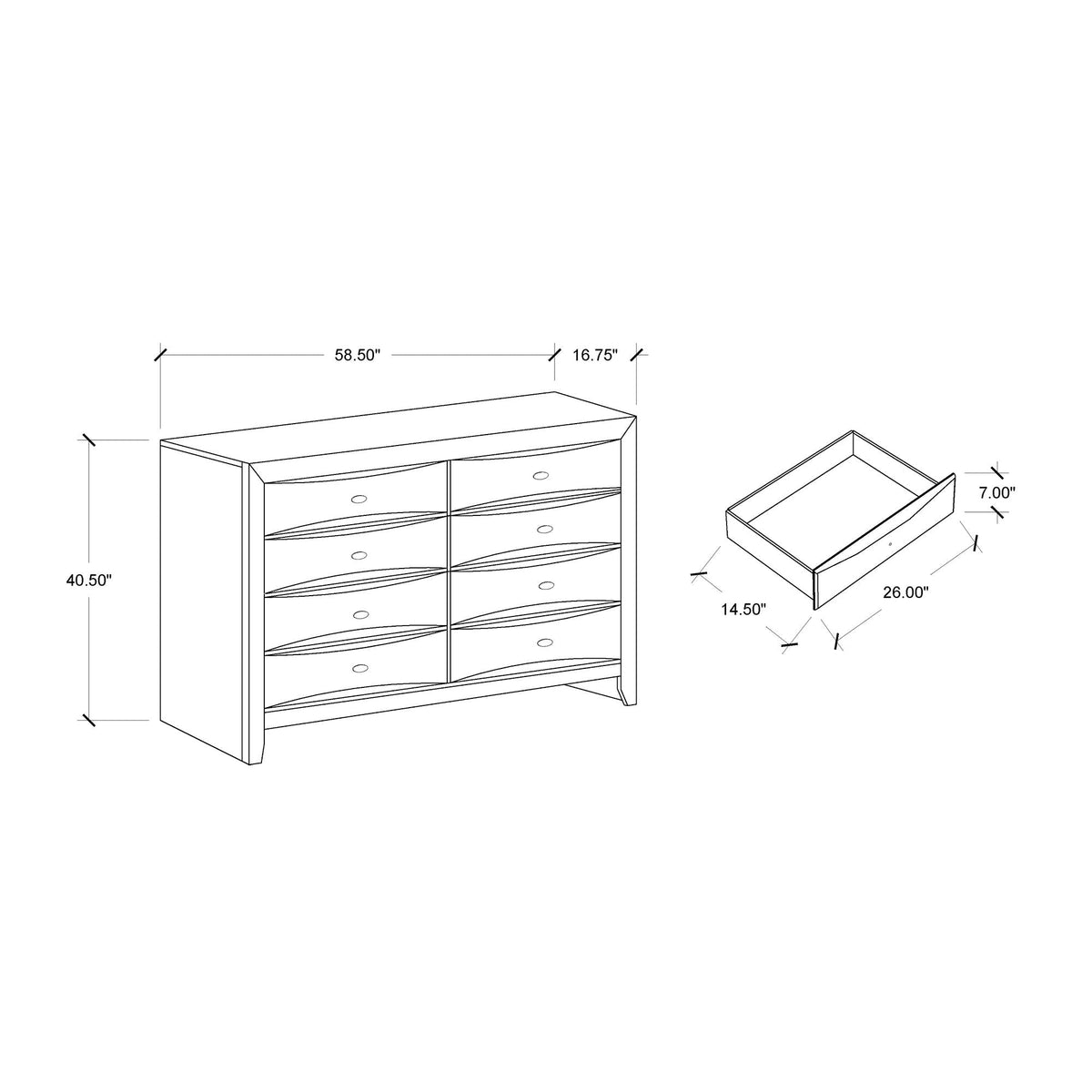 Spacious Drawer Dresser with Chambered Fronts - Black or Dark Brown, photo 4 of 11