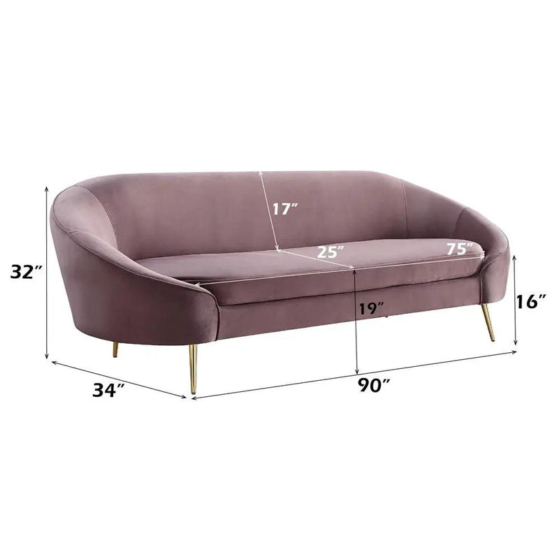 Abey - Sofa - Pink Velvet by Unique Piece Furniture