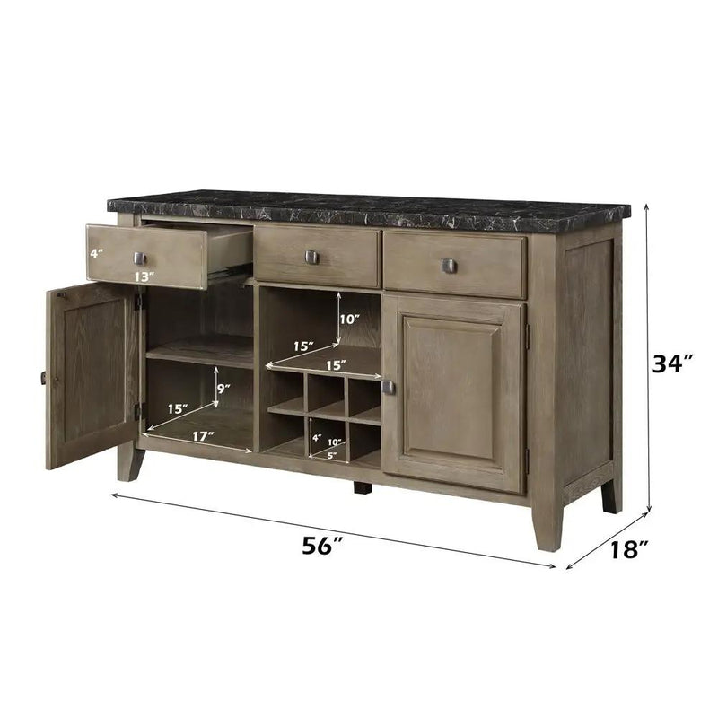 Charnell - Server - Marble Top & Oak by Unique Piece Furniture