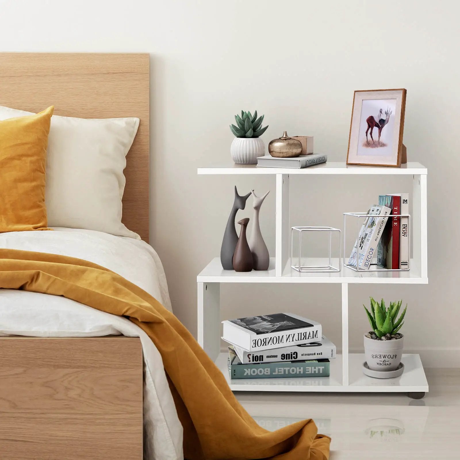 24 Inch 3-Tier Geometric Bookshelf with Thick Foot Pads by DirectDeals