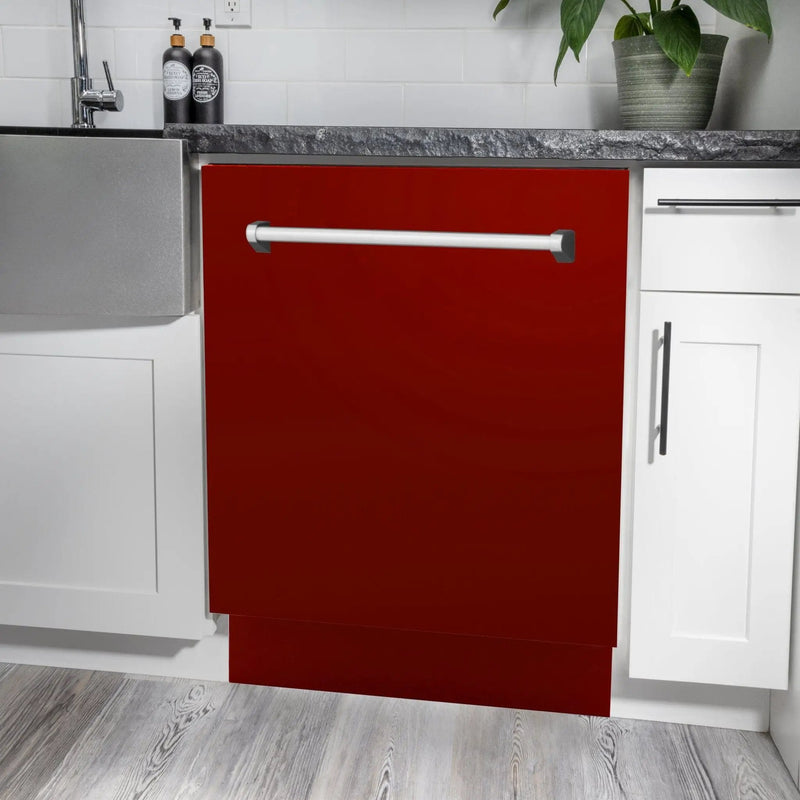 24" Dishwasher with Red Gloss panel, Stainless Tub, DWV-RG-24 by Farmhouse Kitchen and Bath