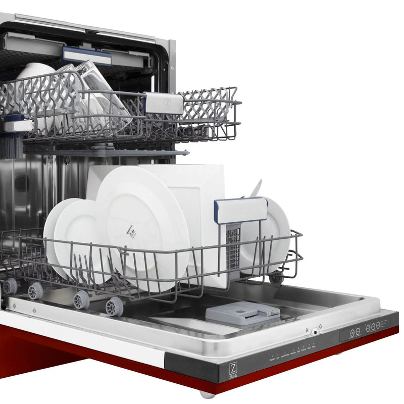 24" Dishwasher with Red Gloss panel, Stainless Tub, DWV-RG-24 by Farmhouse Kitchen and Bath