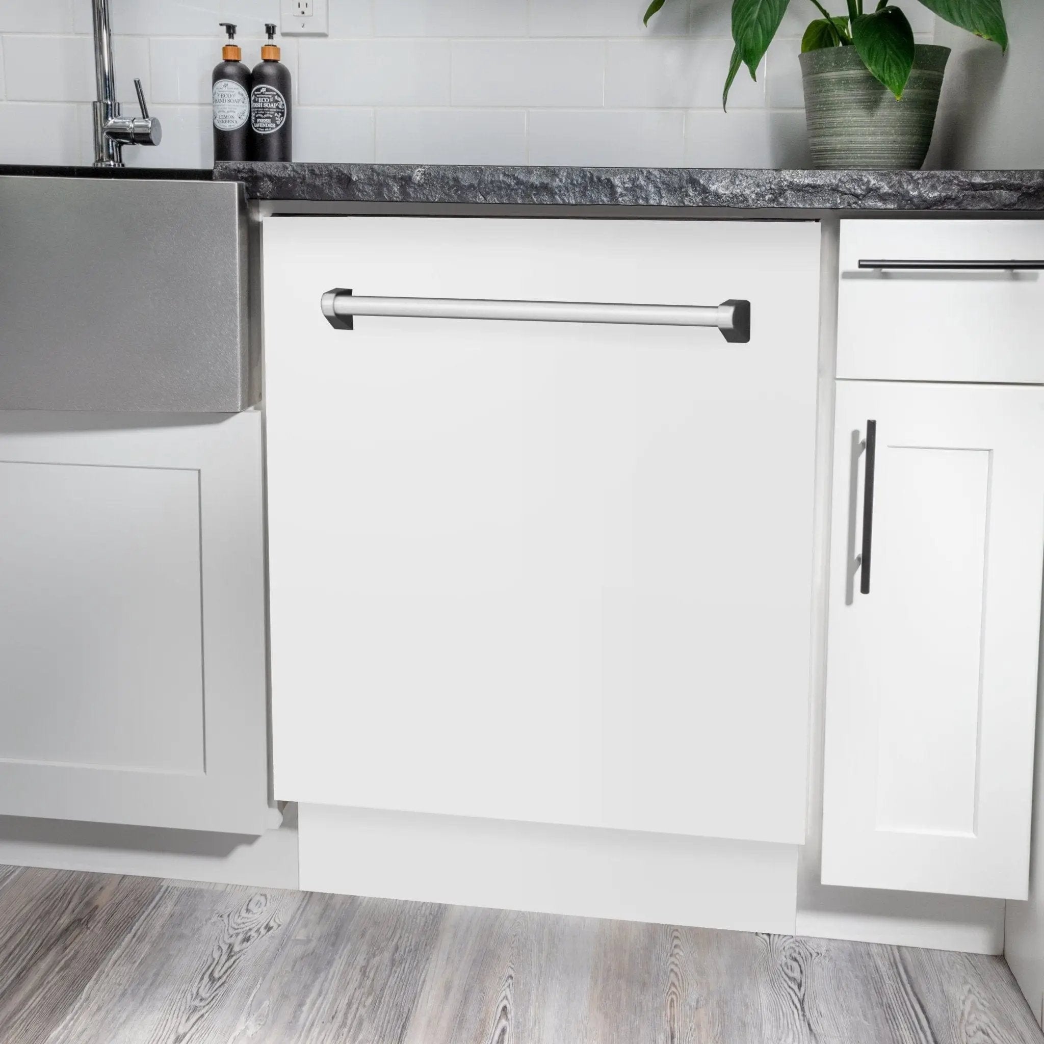 24" Dishwasher with White Matt panel, Stainless Tub, DWV-WM-24 by Farmhouse Kitchen and Bath