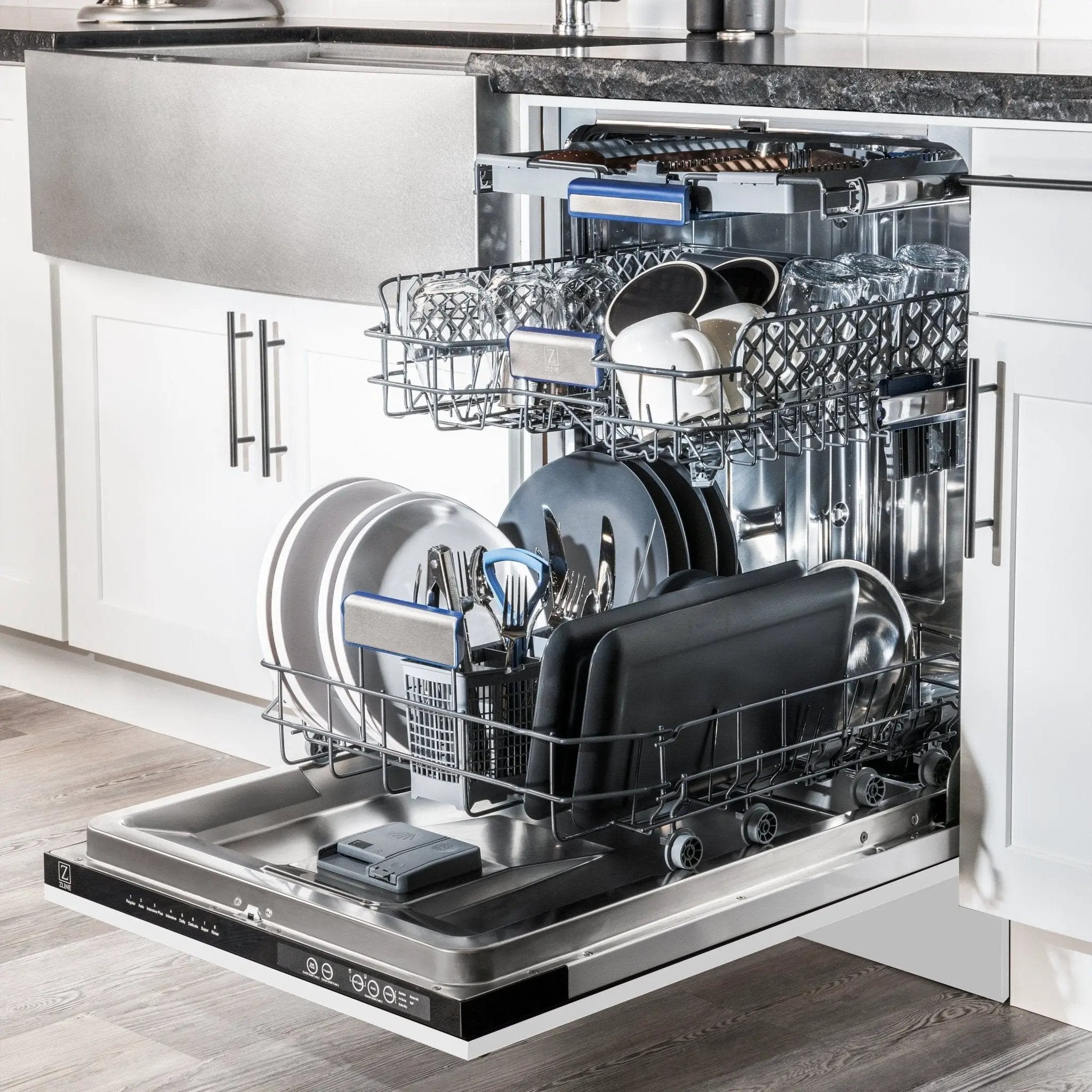 24" Dishwasher with White Matt panel, Stainless Tub, DWV-WM-24 by Farmhouse Kitchen and Bath