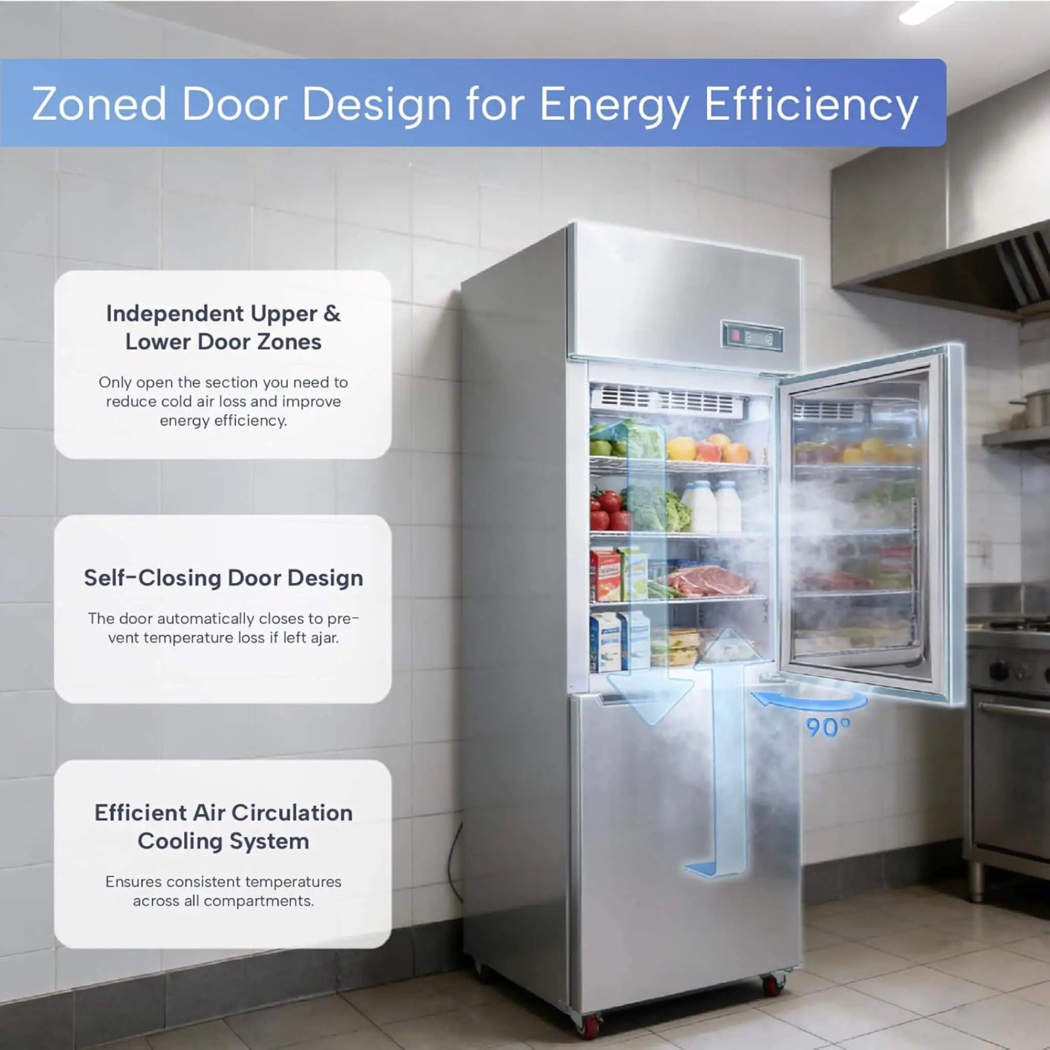 24-Inch Commercial 15 Cu.Ft Stainless Steel Reach-In Refrigerator With Two Split Doors (SAK67230) by SAKSBY WHOLESALE