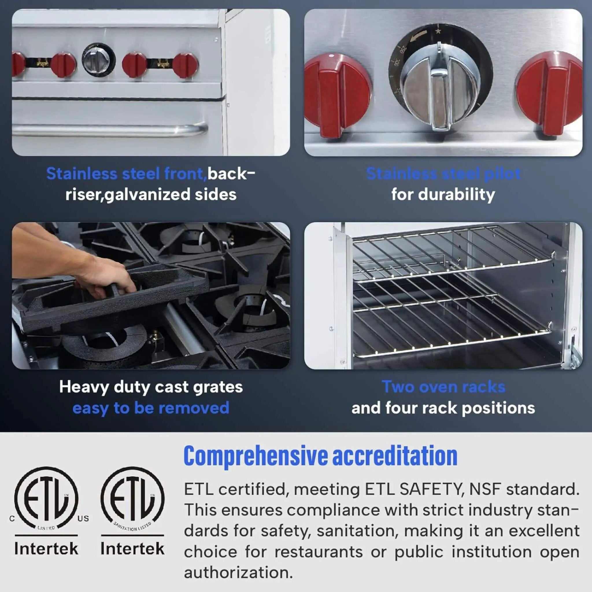 24-Inch Commercial 151K BTU 4-Burner Stainless Steel Freestanding Gas Range (SAK70931) by SAKSBY WHOLESALE