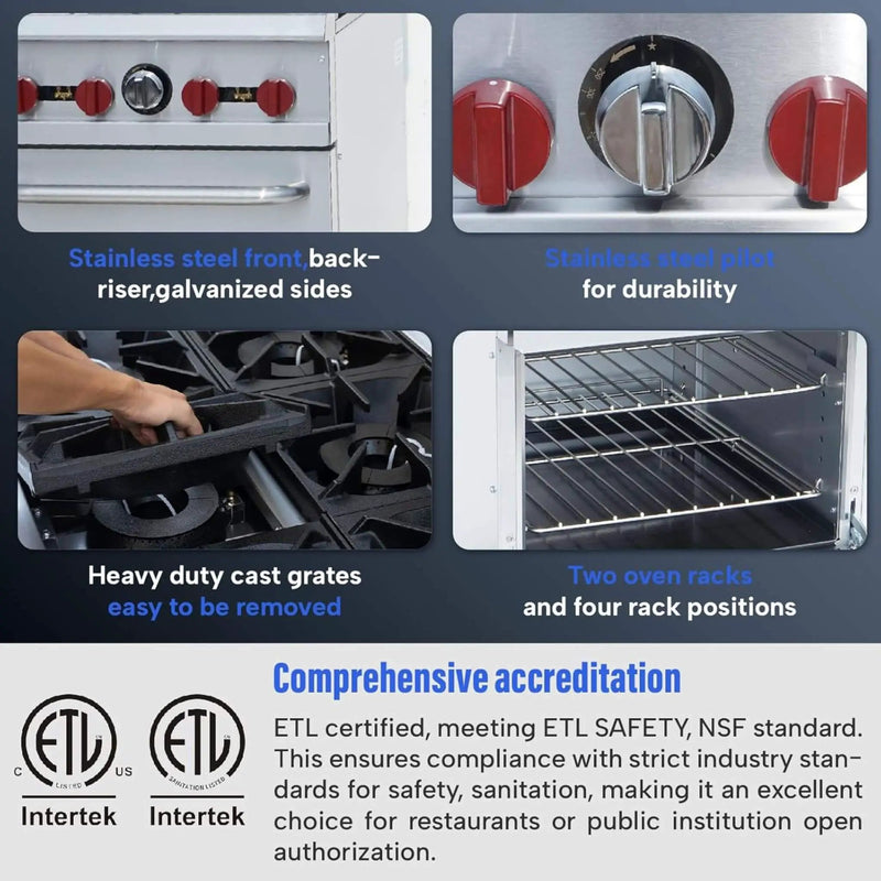 24-Inch Commercial 151K BTU 4-Burner Stainless Steel Freestanding Gas Range (SAK70931) by SAKSBY WHOLESALE