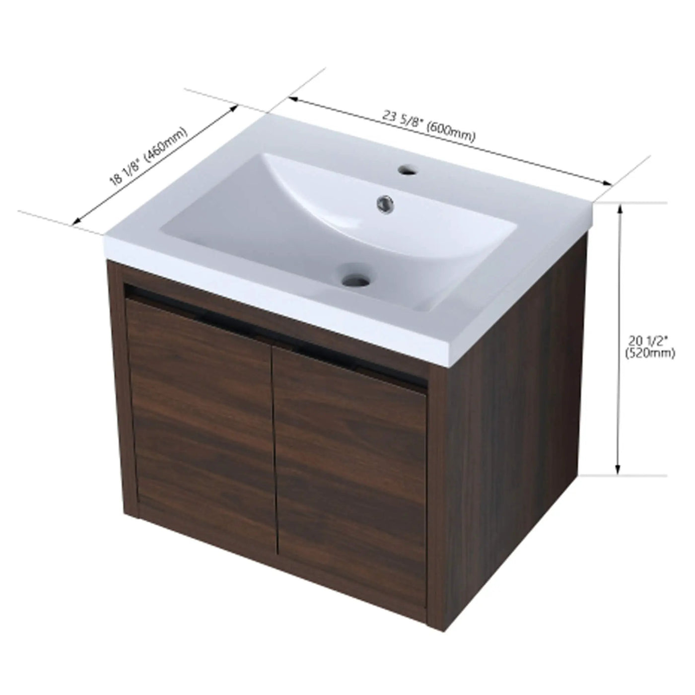 Floating Bathroom Vanity With Resin Sink Soft Close Doors (SAK82560) by SAKSBY WHOLESALE