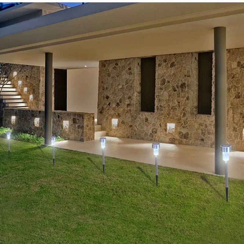 24 Pack Outdoor Stainless Steel Solar Power Lawn Garden Landscape Path LED Light by Outdoor Solar Outlet