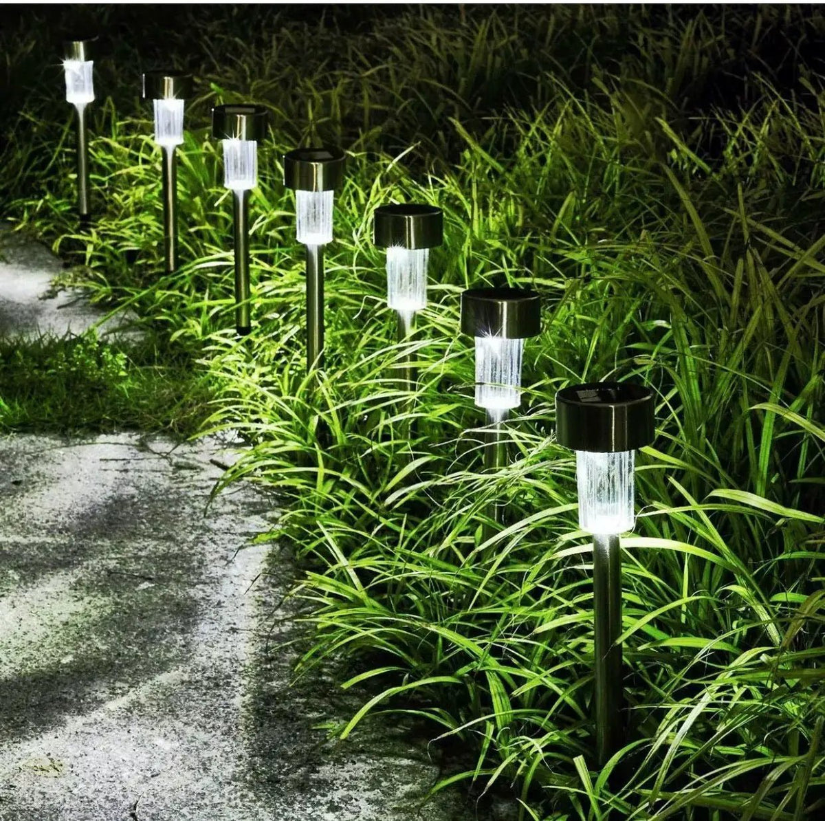 24 Pack Outdoor Stainless Steel Solar Power Lawn Garden Landscape Path LED Light by Outdoor Solar Outlet
