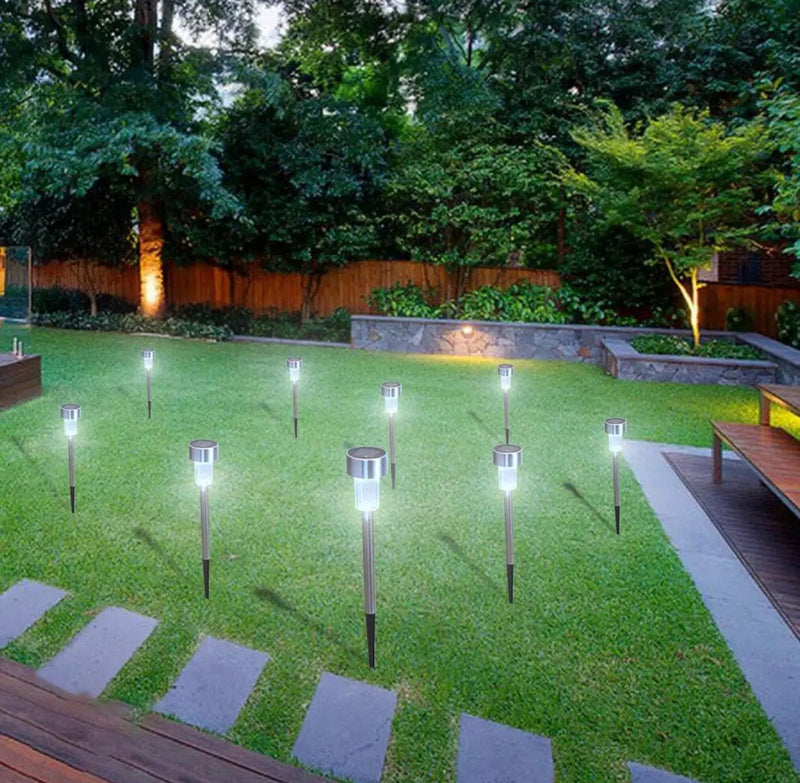 24 Pack Outdoor Stainless Steel Solar Power Lawn Garden Landscape Path LED Light by Outdoor Solar Outlet