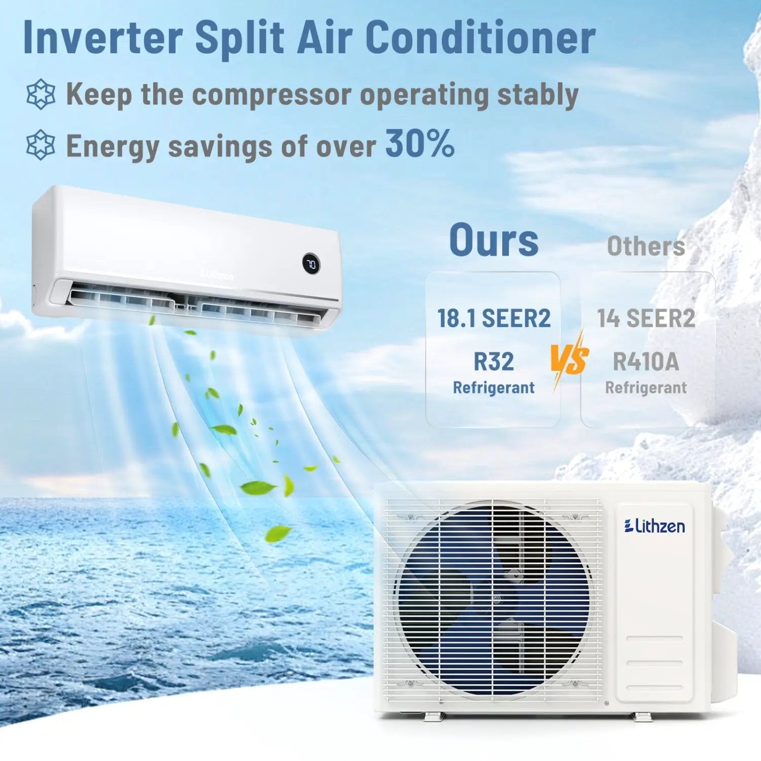 24000 BTU 18.1 SEER2 208/230V Mini Split Air Conditioner Works with Alexa by DirectDeals
