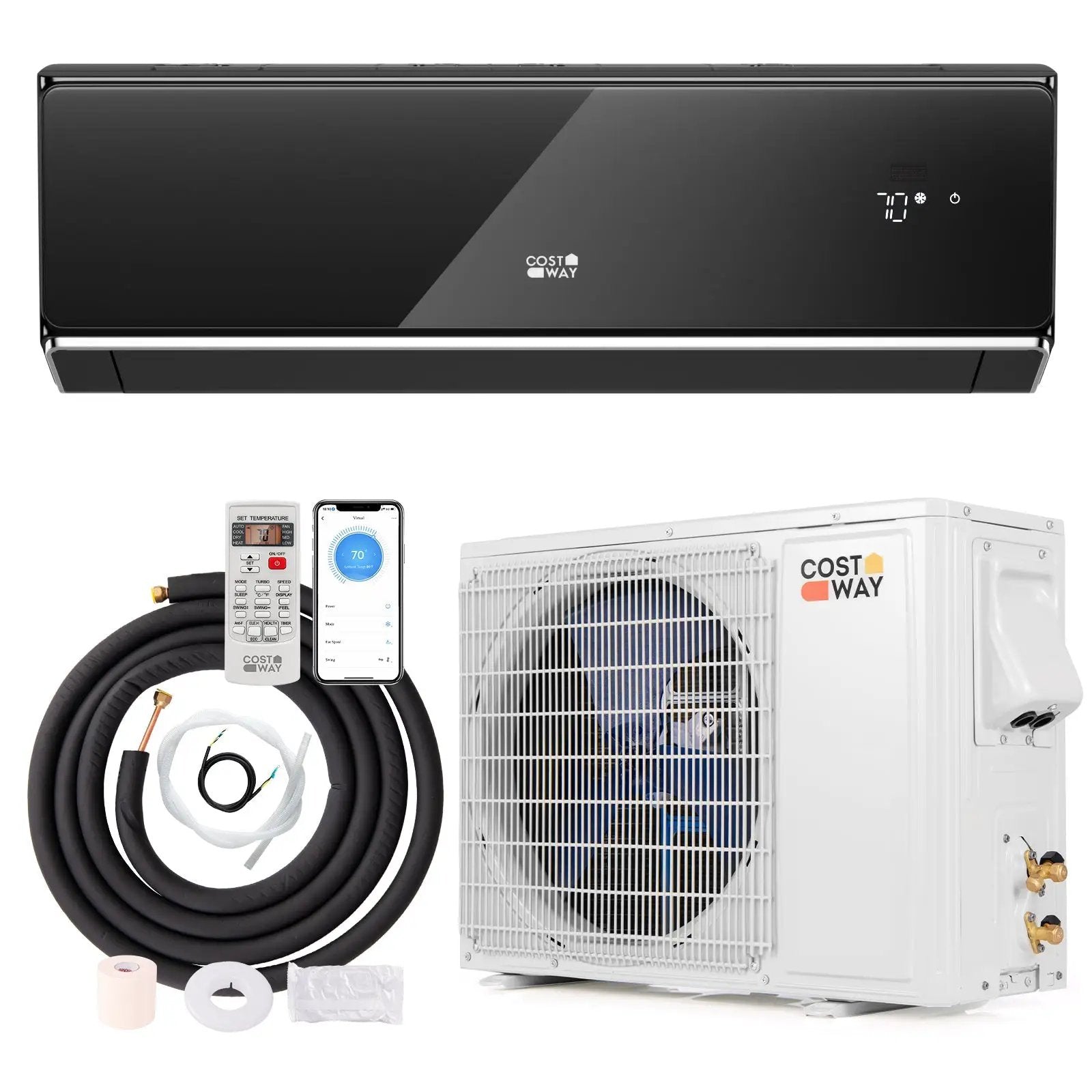 Energy Star Certified 24000 BTU 21 SEER2 208-230V Mini Split Air Conditioner and Heater Black Wifi Enabled by DirectDeals