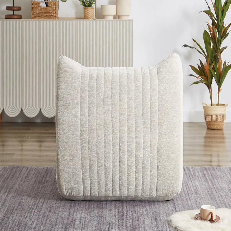 Bean Bag Chair For Adults, Lazy Floor Sofa Couch Memory Foam Bean Bag Sofas Chenille Fabric Reading Chair Comfortable Corner Lounge Sofa For Living Room - White by HouseOfZazla
