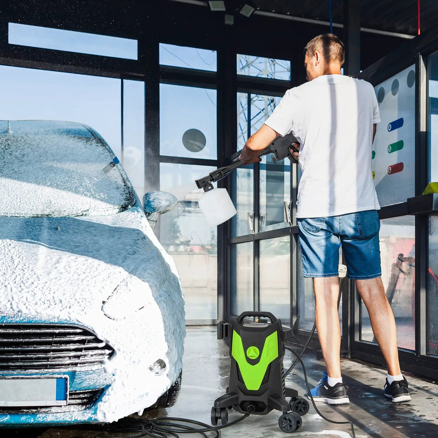 2400 PSI Electric Pressure Washer with 4 Universal Wheels by DirectDeals