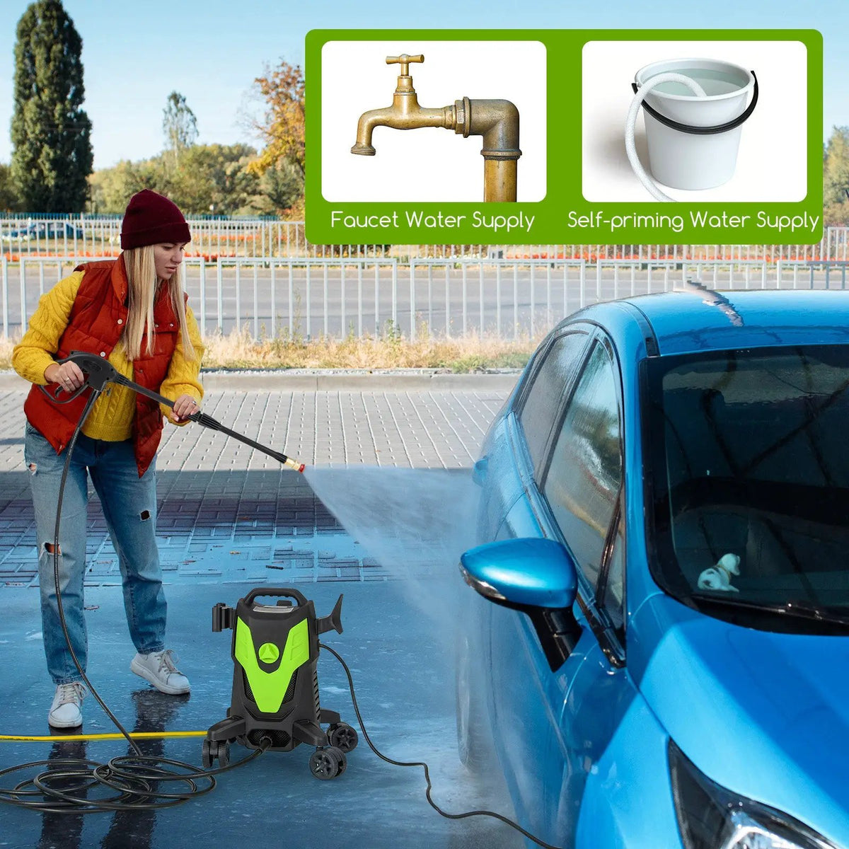 2400 PSI Electric Pressure Washer with 4 Universal Wheels by DirectDeals
