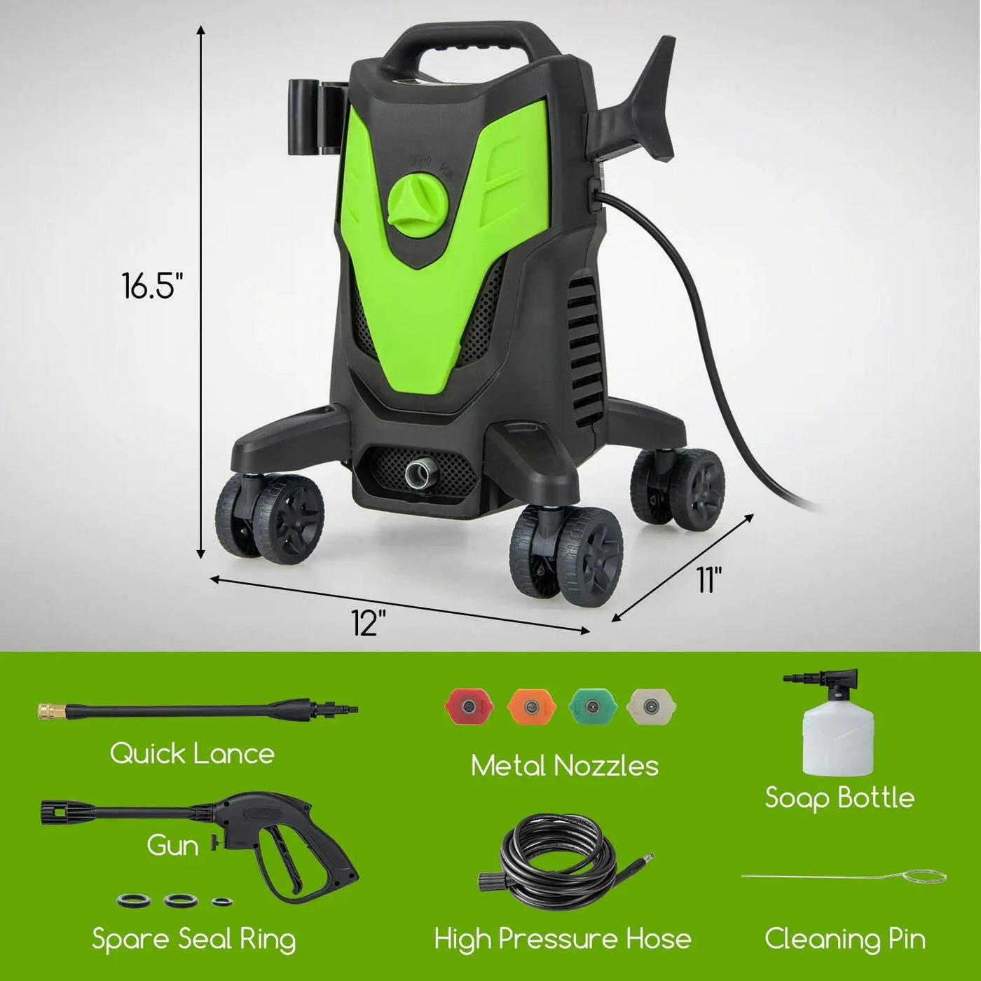 2400 PSI Electric Pressure Washer with 4 Universal Wheels by DirectDeals