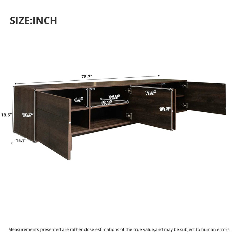 TV Stand For TVs Up To 85", Entertainment Center, Cable Management, Push Openers, Soft Closing Hinges & Adjustable Shelves - Dark Brown by HouseOfZazla