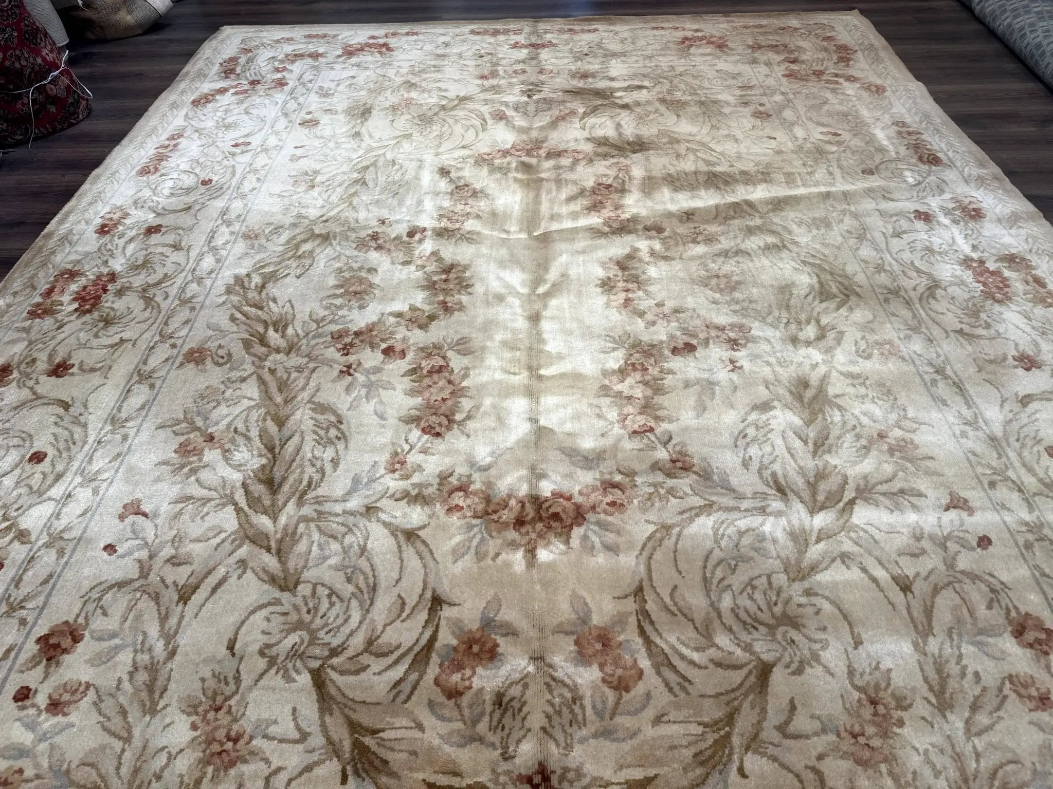 Chinese Aubusson Wool Rug 10x14, European Design, Thick Wool Pile by Jewel Rugs