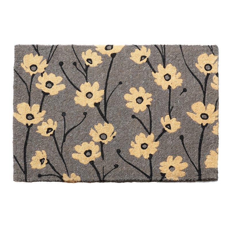 Wild Flowers - Gray Coir Doormat by Fab Habitat