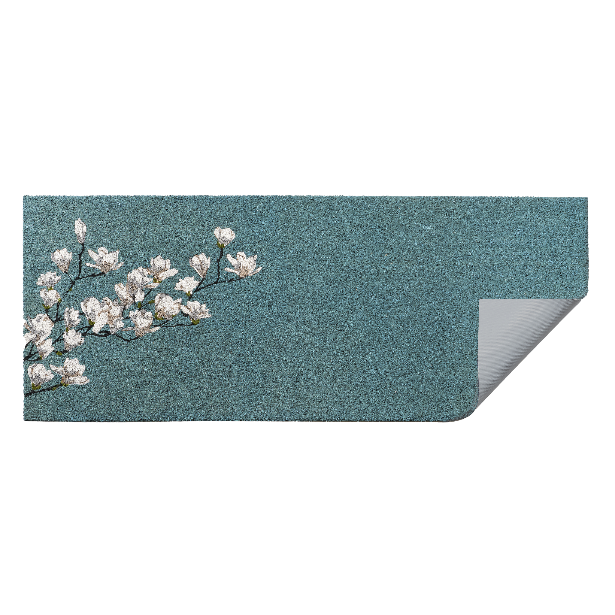 Magnolia Branch - Blue Coir Doormat by Fab Habitat