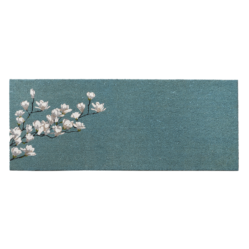 Magnolia Branch - Blue Coir Doormat by Fab Habitat
