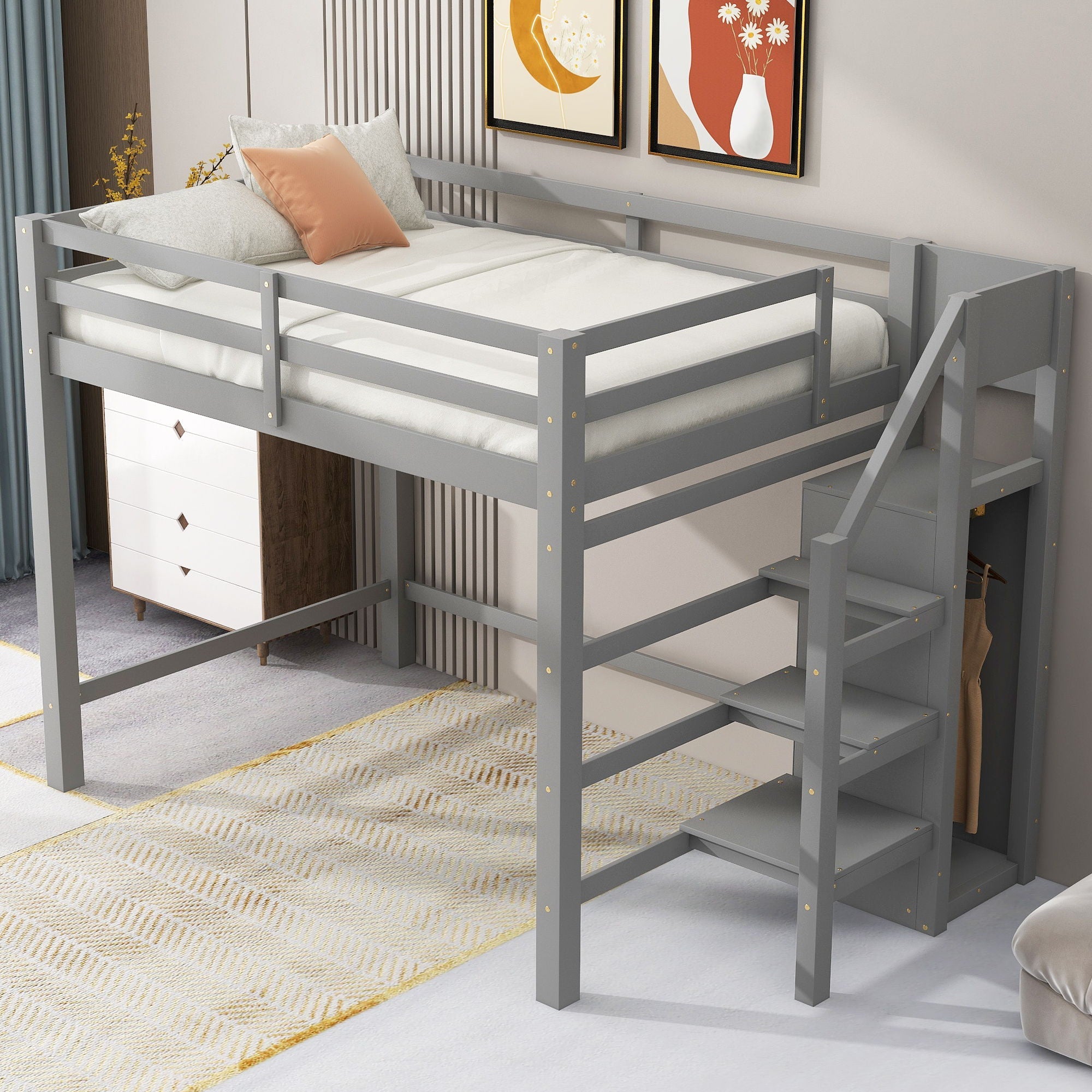 Loft Bed With Built In Storage Wardrobe And Staircase by Unique Piece Furniture