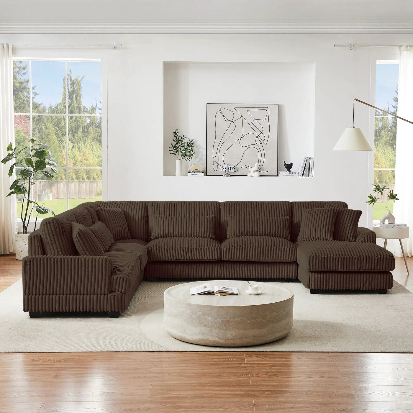 Oversized Sectional Sofa U - Shaped Sofa Couch Modern Sofa Upholstered In Soft With A Chaise Lounge For Living Room by HouseOfZazla