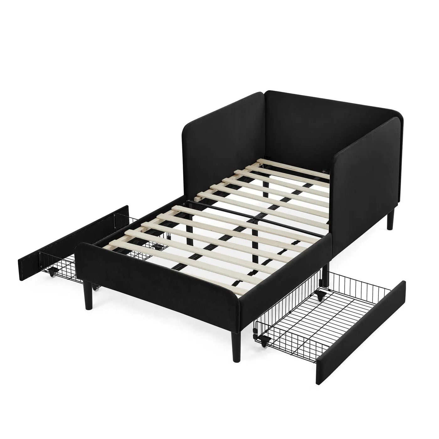 Upholstered Platform Bed Frame With 2 Storage Drawers And Adjustable Sofa Bed by HouseOfZazla