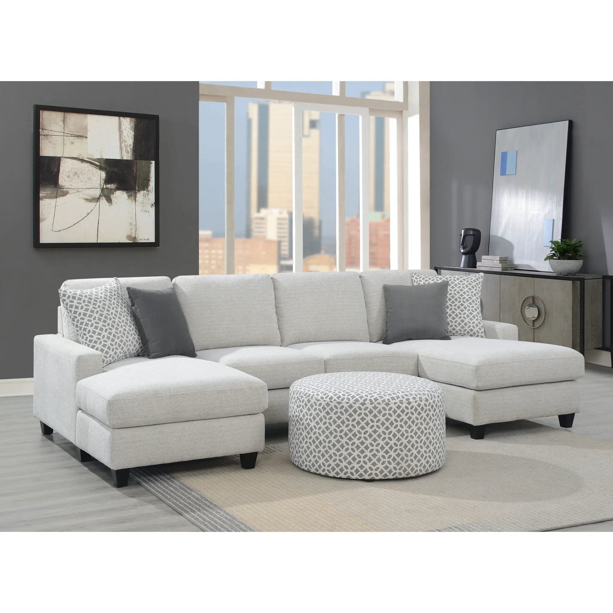 Round Ottoman - Gray by Unique Piece Furniture