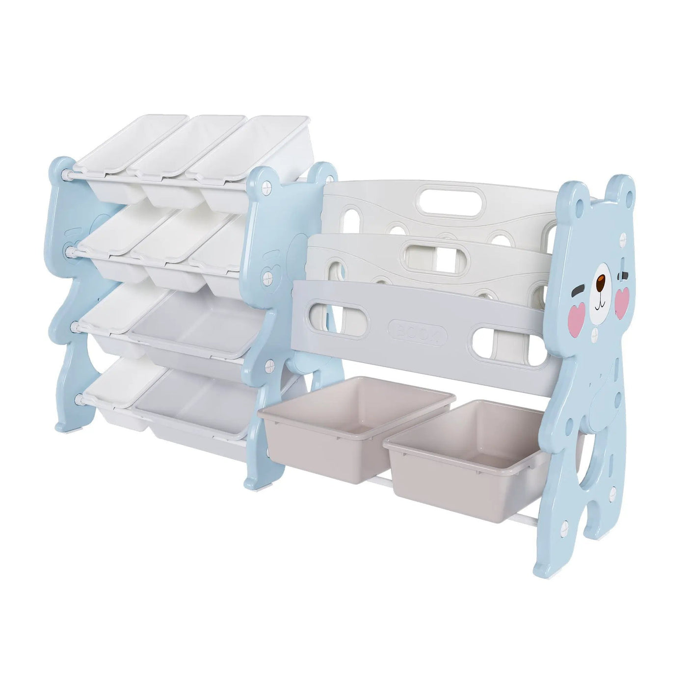 Kids Toy Storage Organizer With 2 Tier Bookshelf, Toy Storage With 12 Bins by HouseOfZazla