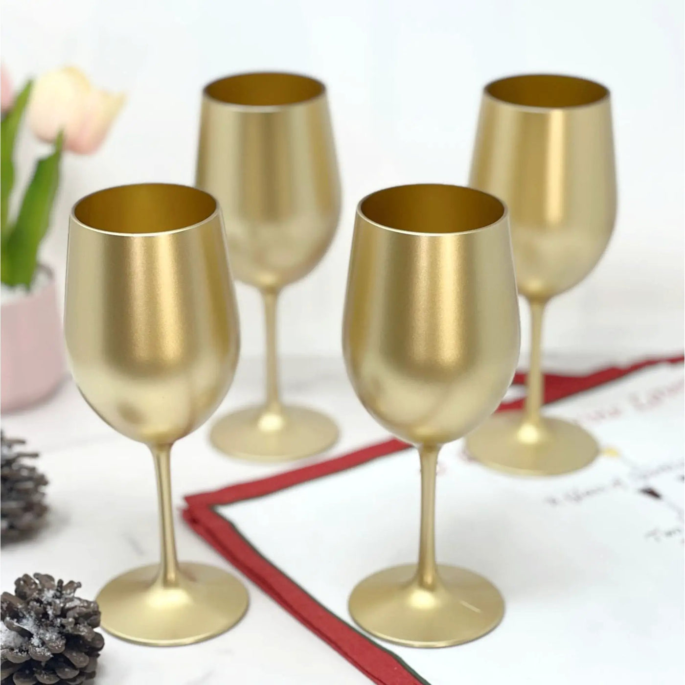 Leadingware Metallic Plastic Wine Glasses (Set of 4) by HouseOfZazla