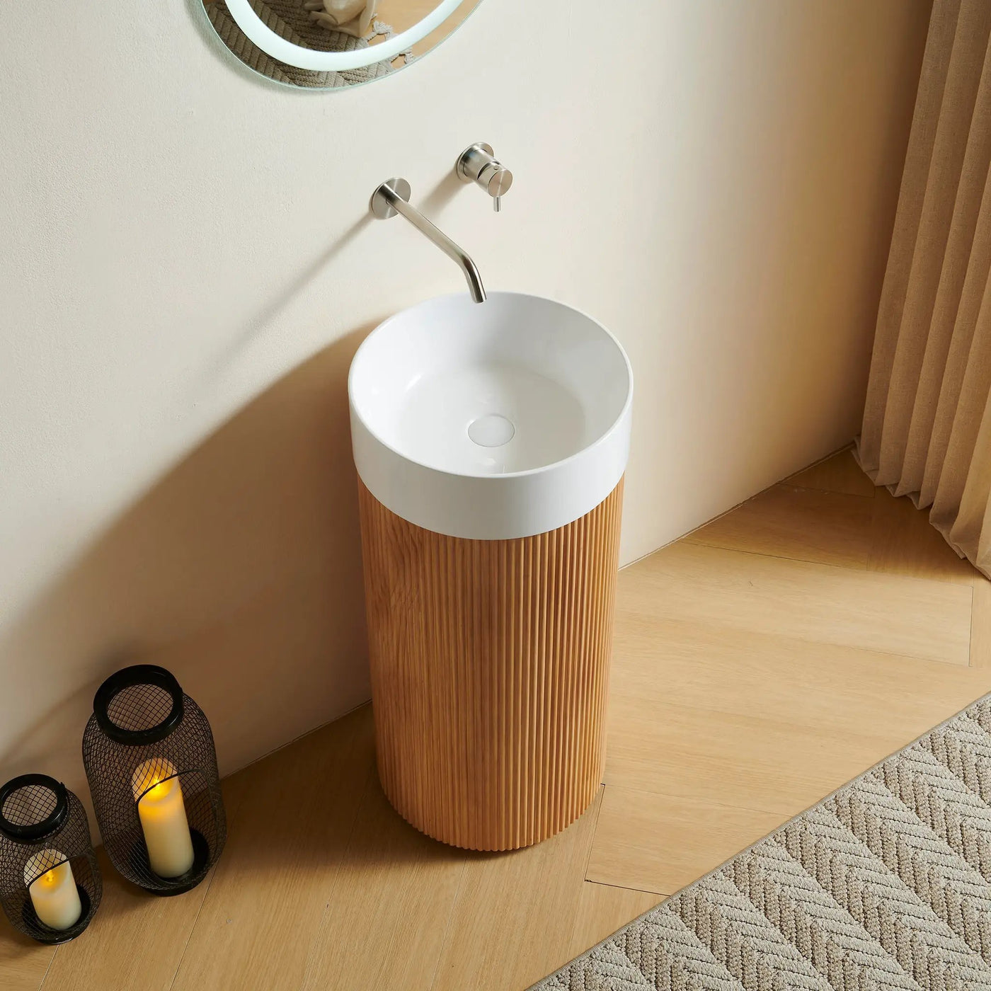 JINBO 16" Freestanding Cylindrical Bathroom Vanity Cabinet by HouseOfZazla