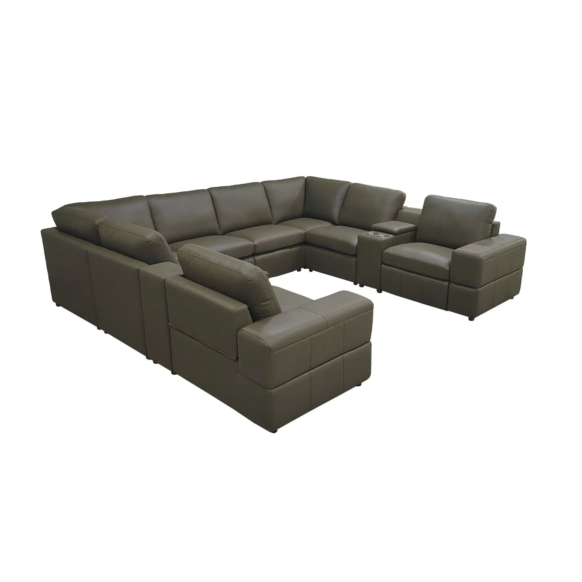 Upholstered Large Arms Sectional With Recliner Seats by Unique Piece Furniture