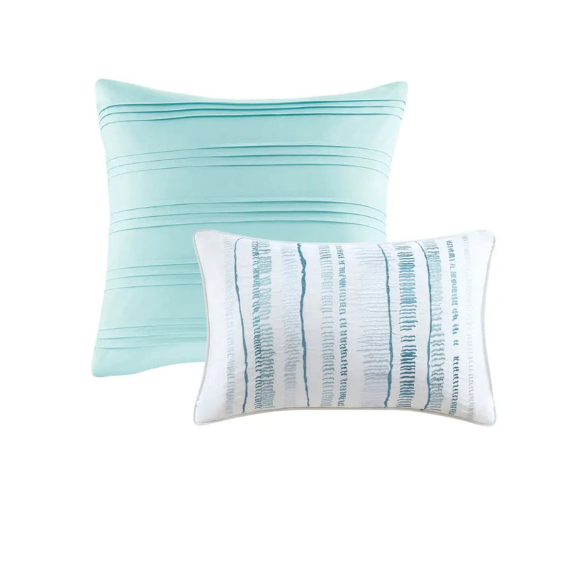 8 Piece Printed Seersucker Comforter and Quilt Set Collection Aqua Full/Queen by HouseOfZazla