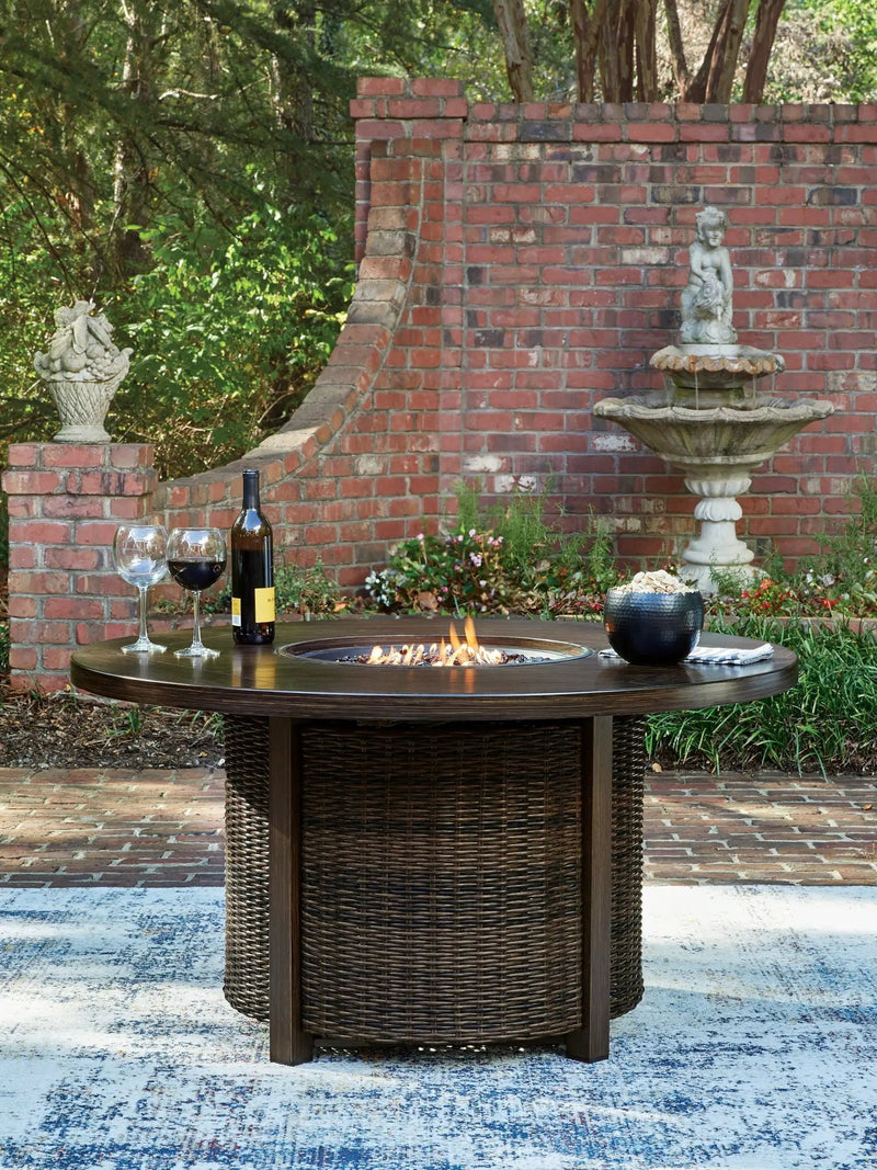 Monterey Point - Round Fire Pit Table - Dark Brown by Unique Piece Furniture