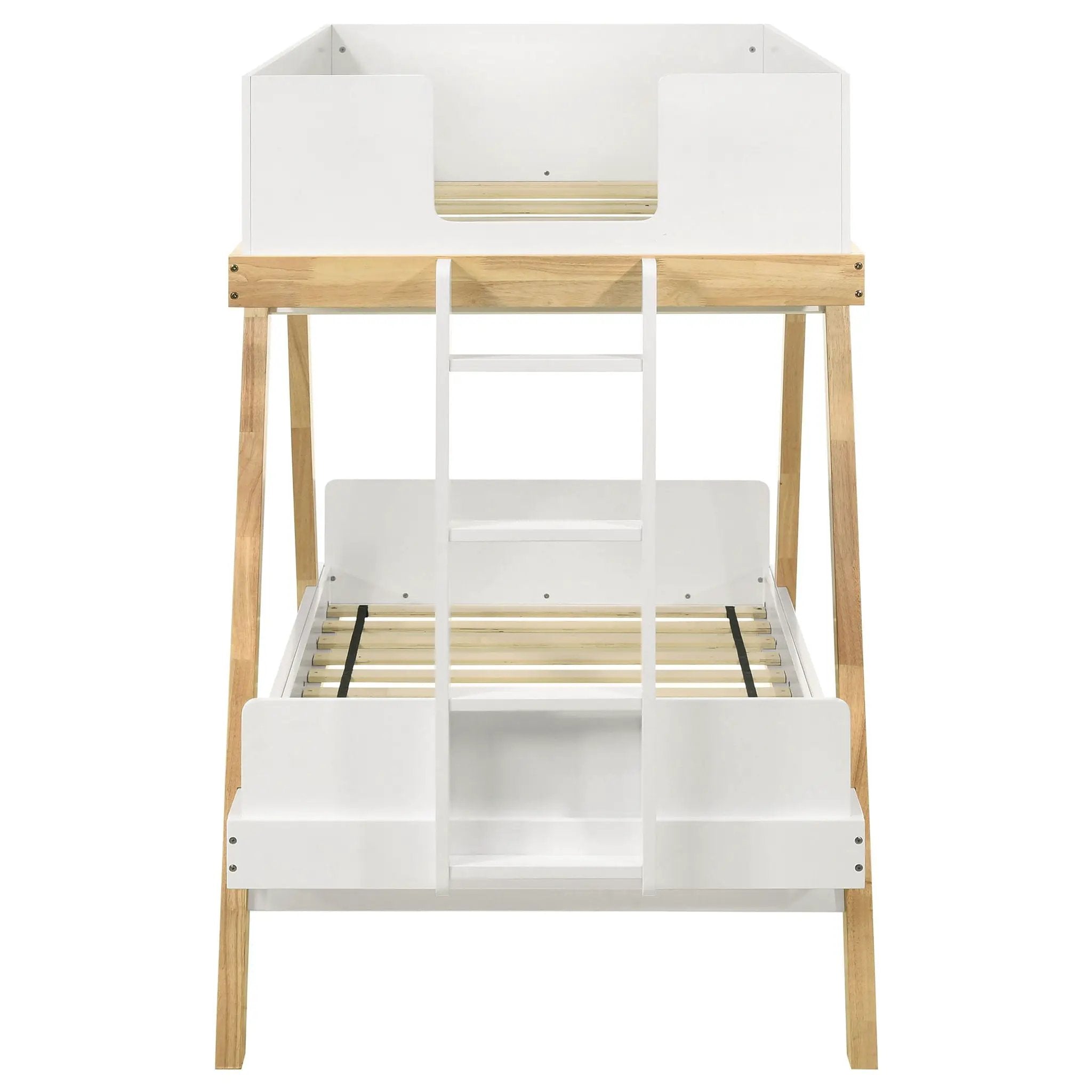 Frankie Wood Twin Over Twin Bunk Bed White and Natural by Unique Piece Furniture