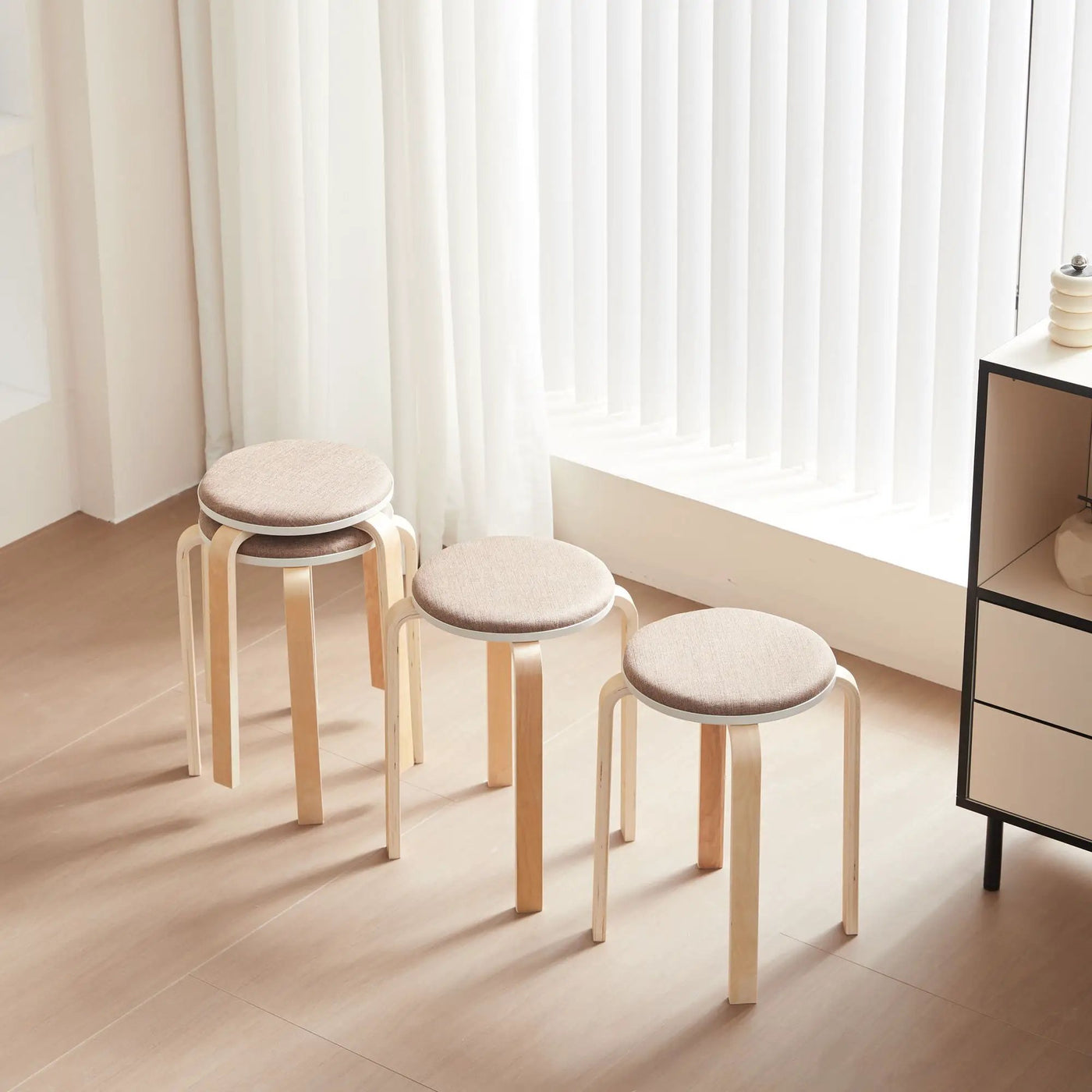 Stackable Round Backless Stools (Set of 4) by Unique Piece Furniture