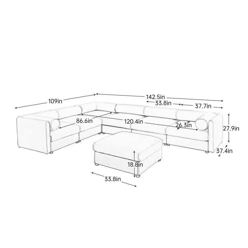 Contemporary Elegant Sofa With Storage And Ottoman by HouseOfZazla