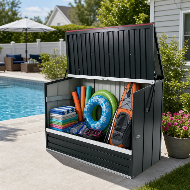 Outdoor Galvanated Steel Storage Shed with Flip Top and Foldable Front Door by HouseOfZazla