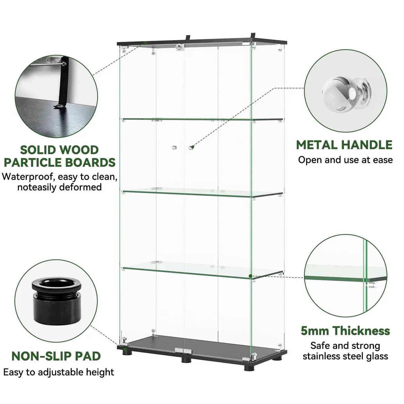 Display Cabinet With Shelf Double Doors And Lock by HouseOfZazla