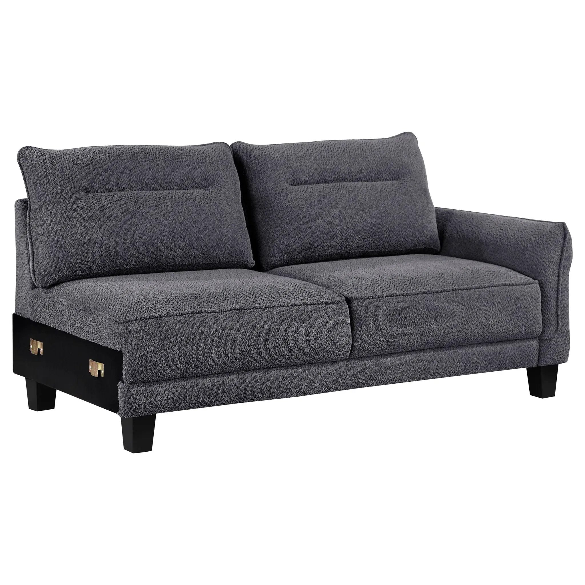 Caspian Upholstered Curved Arm Chaise Sectional Sofa Grey by Unique Piece Furniture