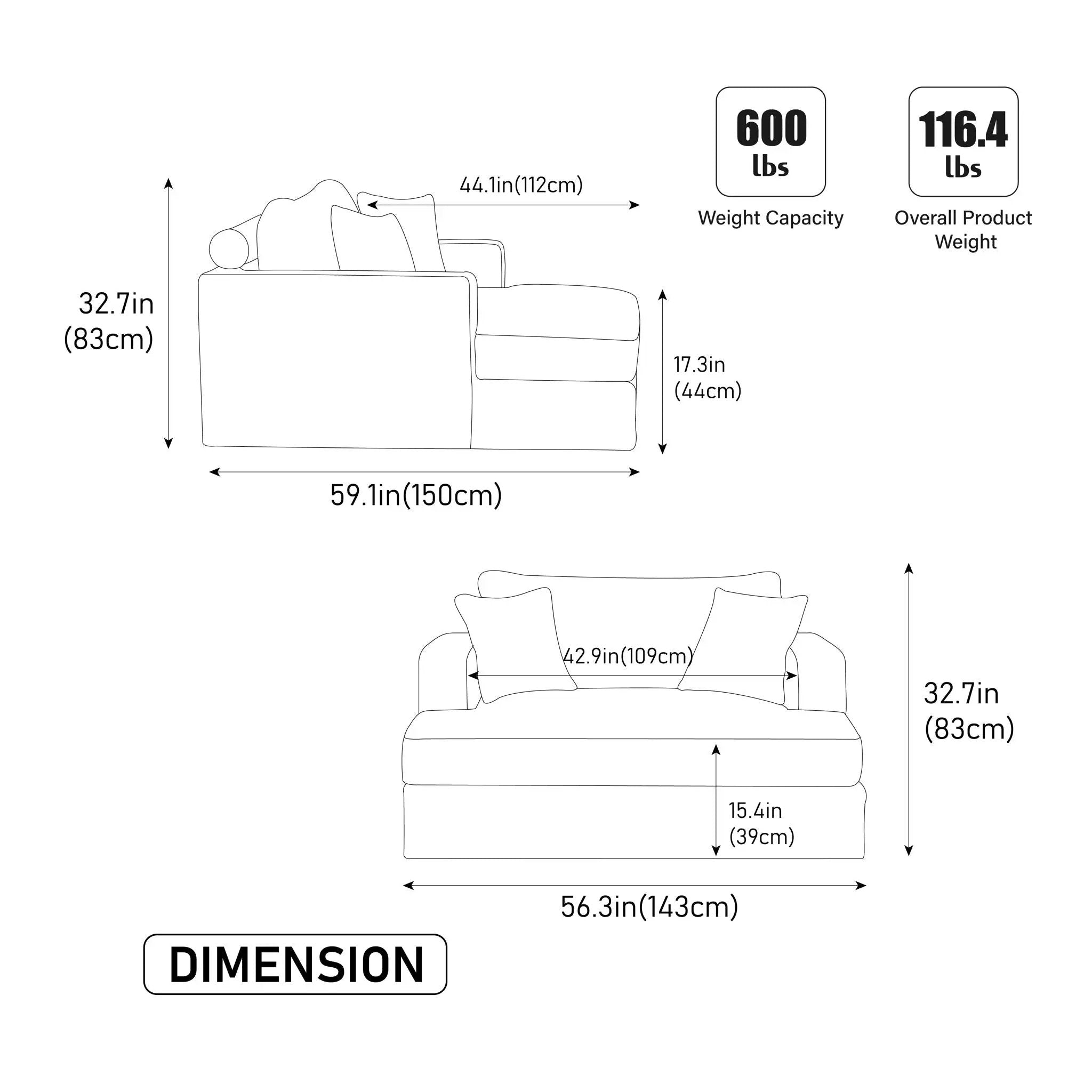 Modern Aesthetic Wide Sofa Bed by Unique Piece Furniture